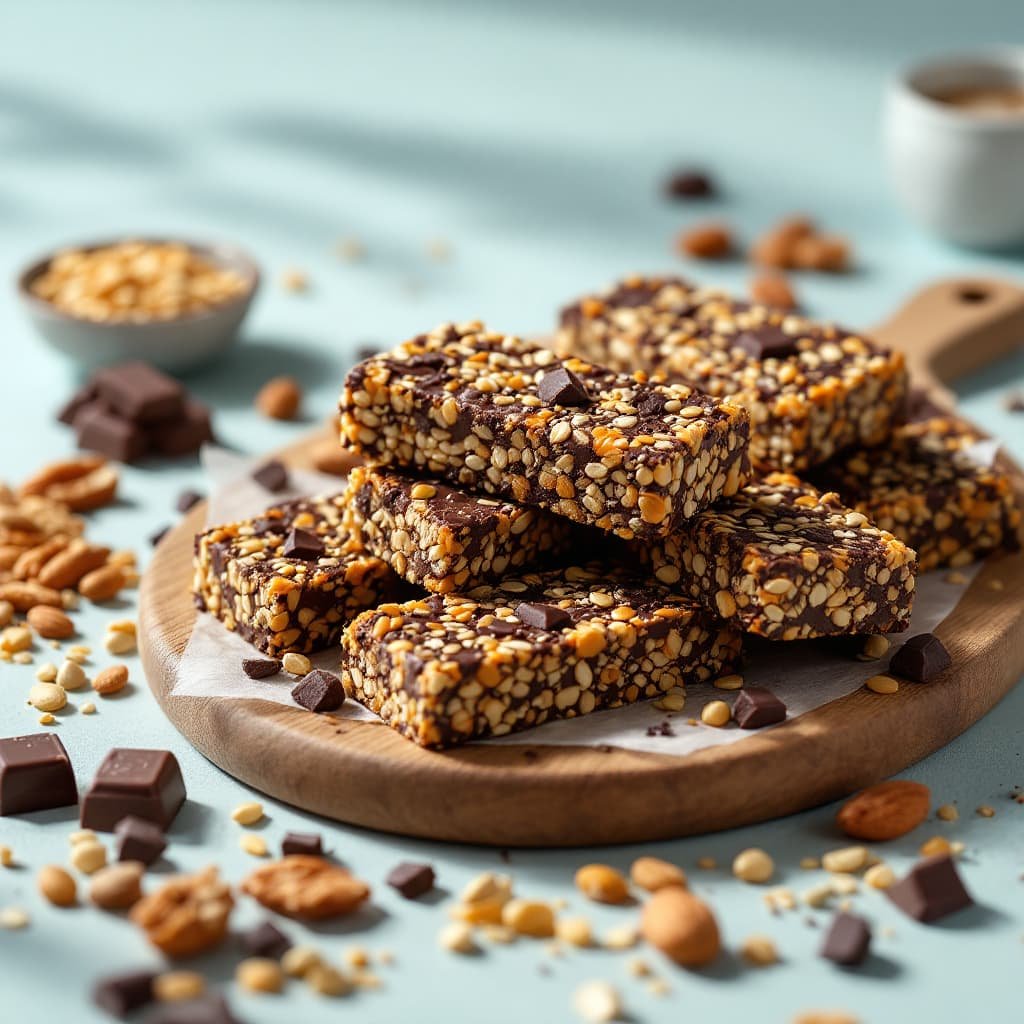 Barritas energéticas de semillas y chocolate negro