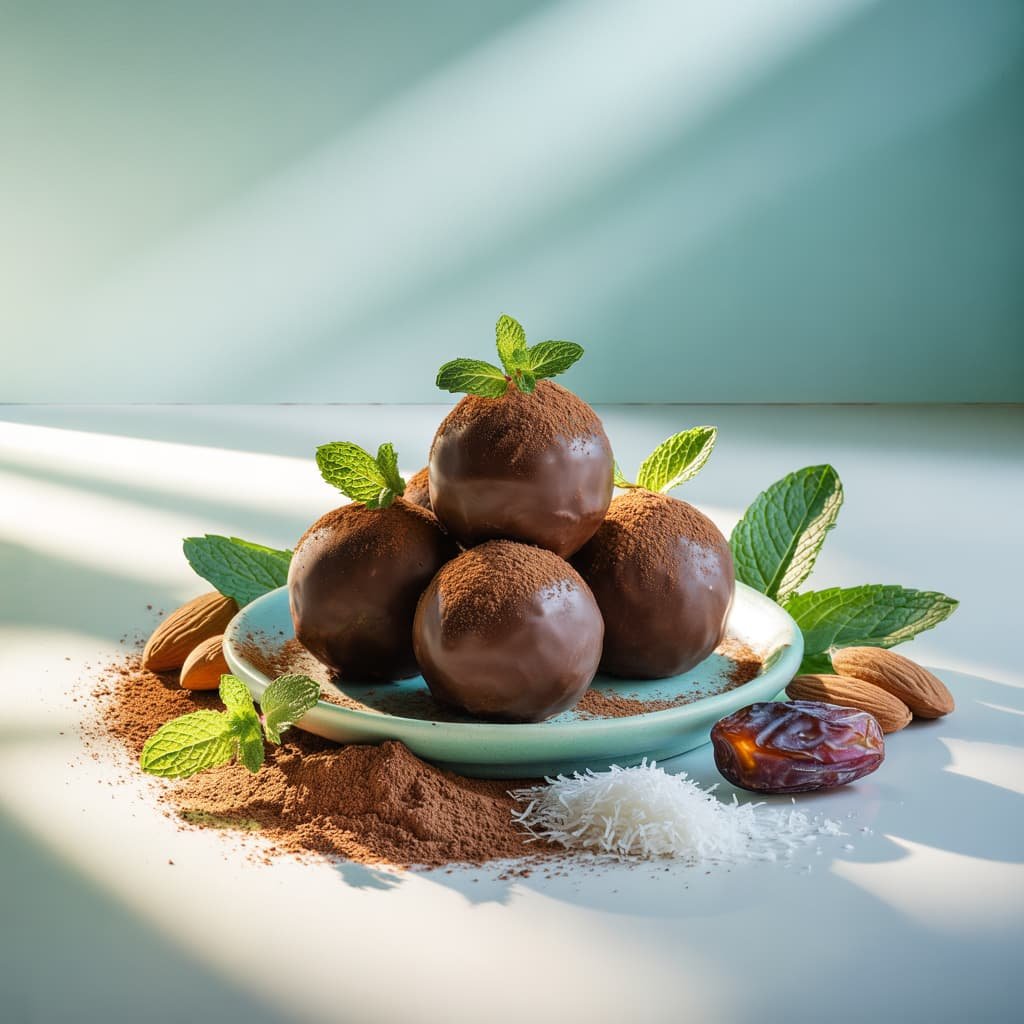 Bolitas energéticas de cacao y menta