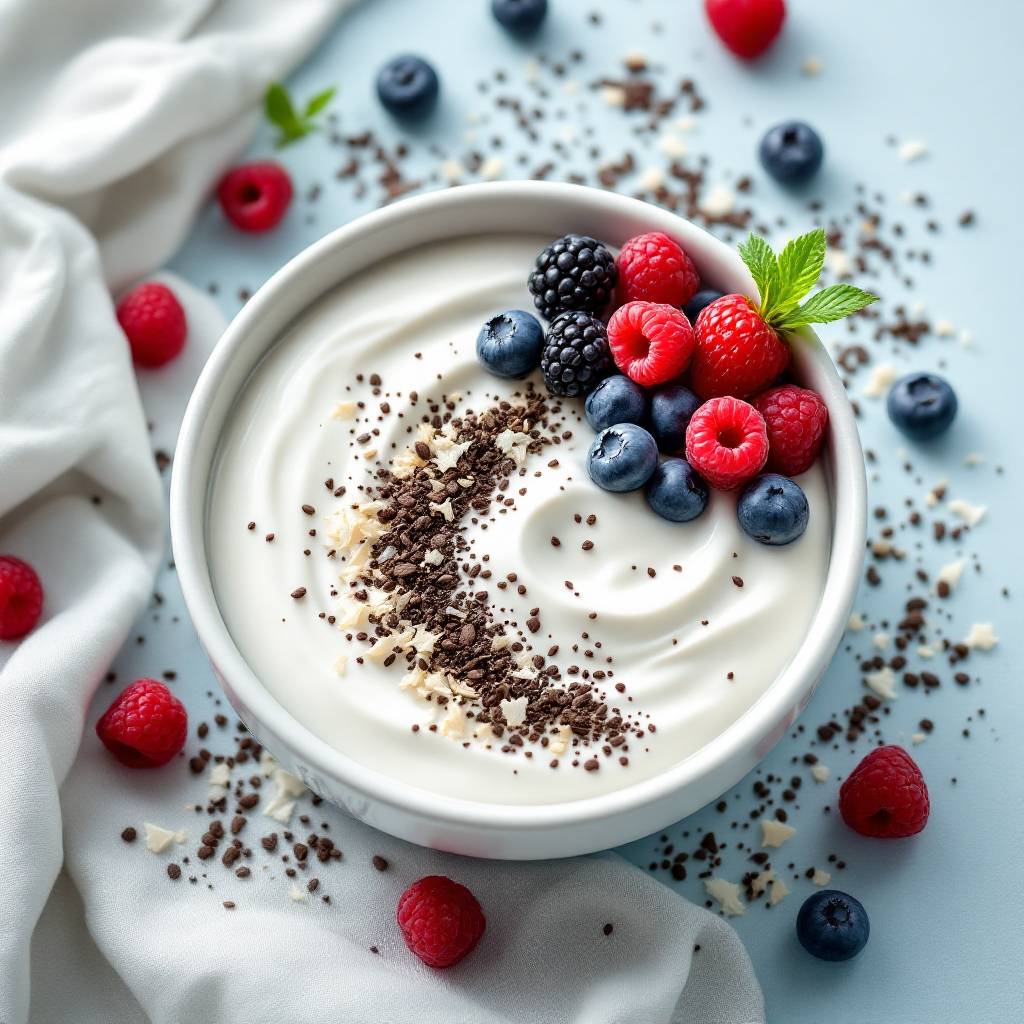 Bowl de yogur de coco con cacao