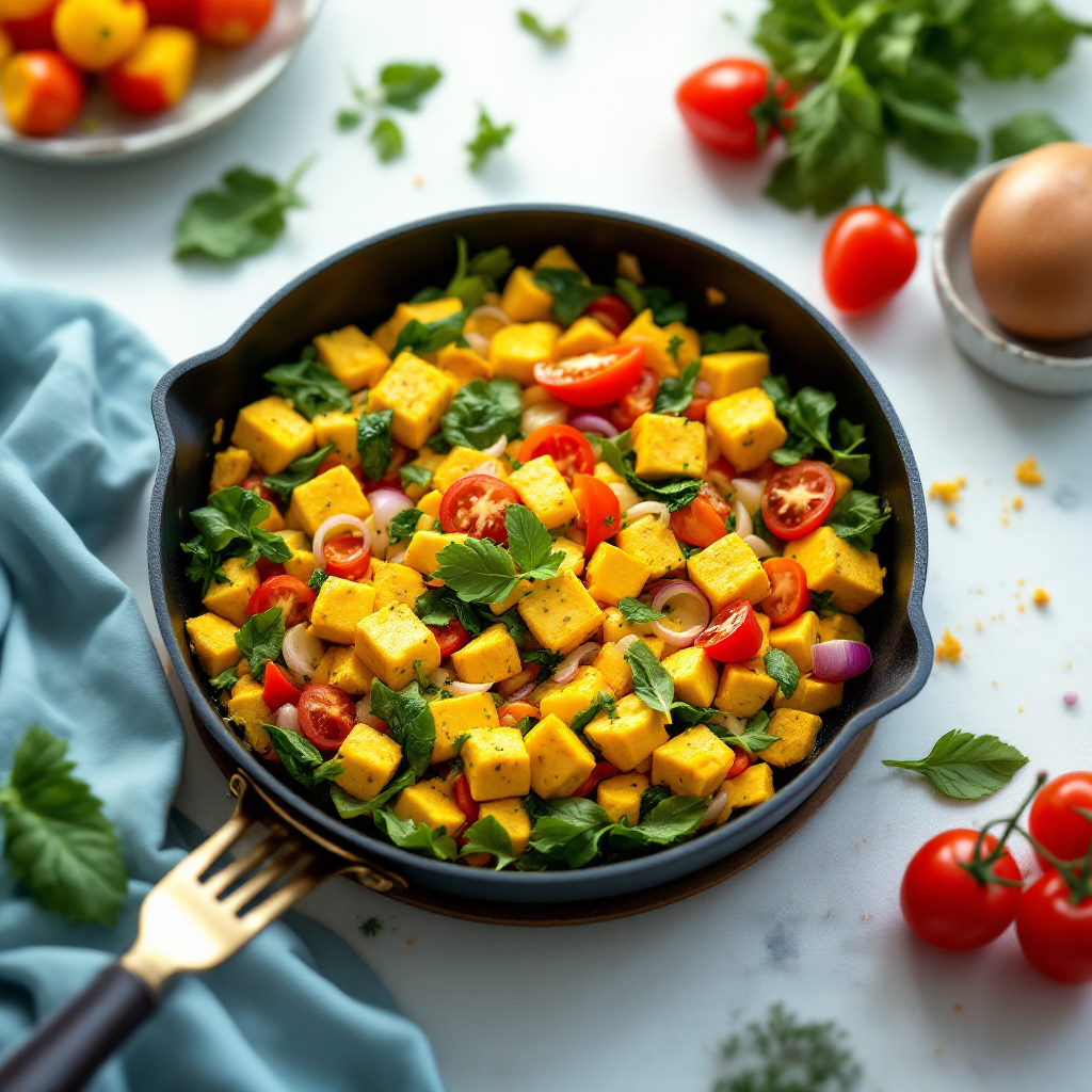 Revuelto de tofu con cúrcuma y verduras