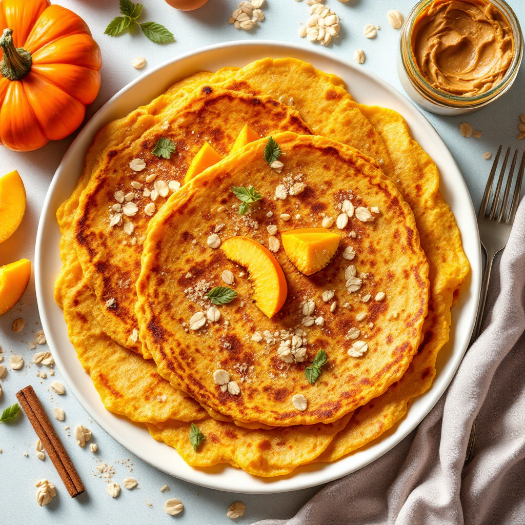 Tortillas dulces de calabaza con crema de maní