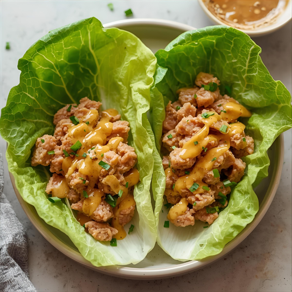 Wraps de lechuga con atún y mostaza